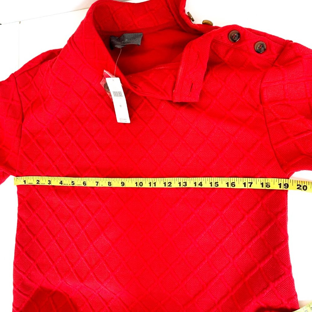 NWT anthropologie mollie button-shoulder top red M - Picture 4 of 6